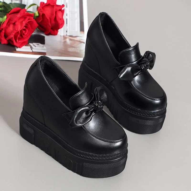 Korean Version Of Sweet And Fashionable Flat-bottomed Bow-knot Shoes - Black