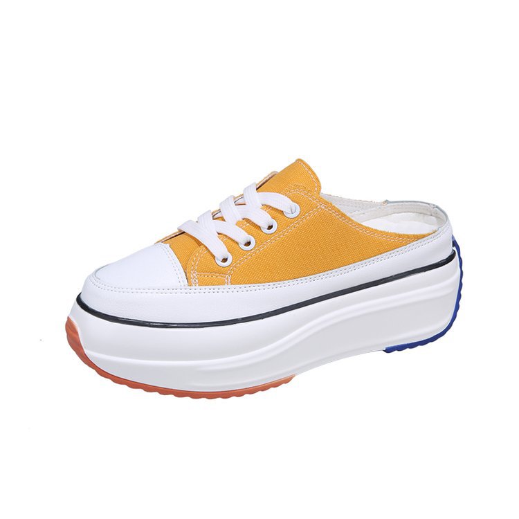 Half slippers Toe toe Thick soled Women's Shoes Without Heels Yellow - Shop at LoveMi