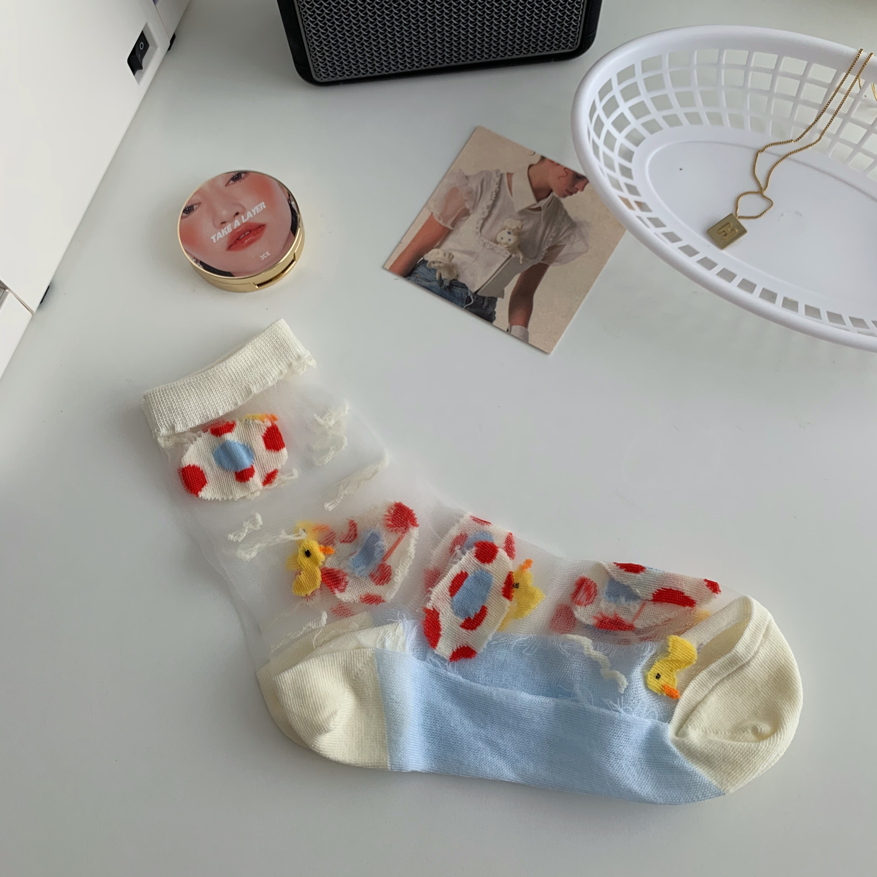 Title 5, Strawberry Glass Silk Crystal Socks Japanese Th...