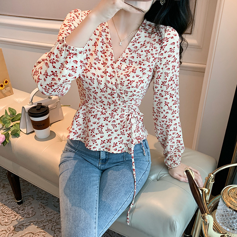 Spring Outfit New Style Design Feels Slim Broken Flower Chiffon Unlined Upper Garment