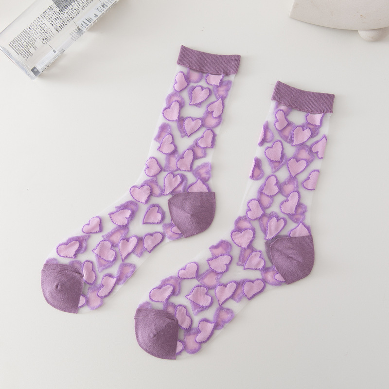 Ladies Socks Love Thin Card Silk Boat Socks