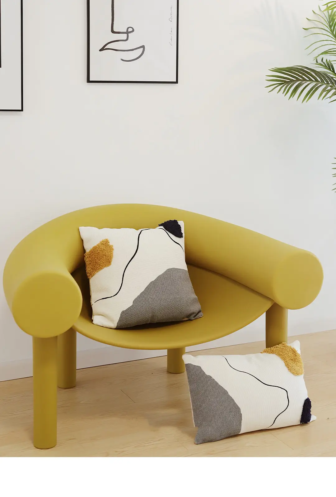 Abstract Line Tufted Throw Pillow Cushion Square