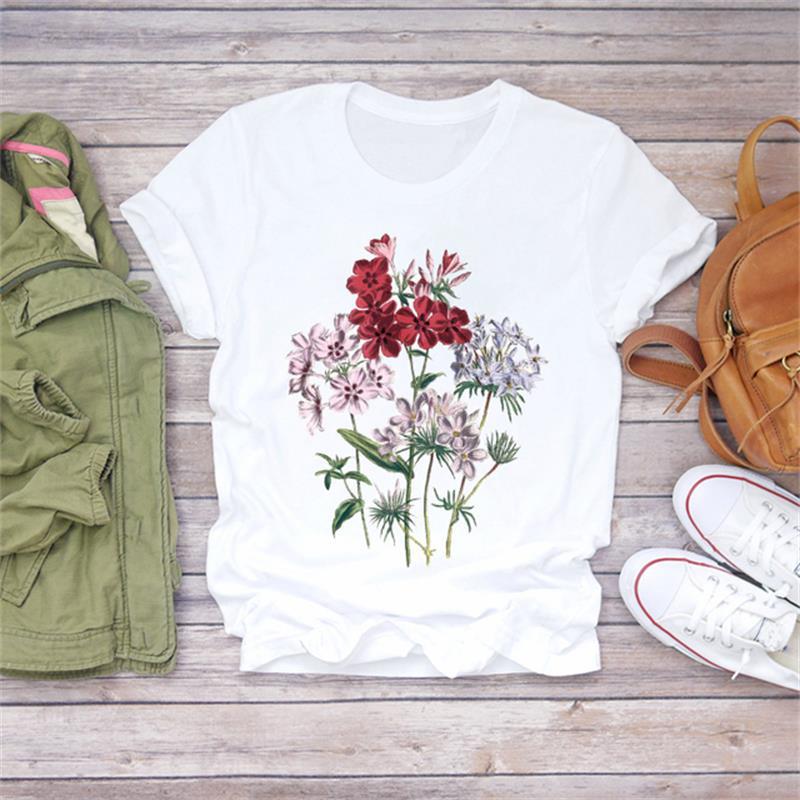 Title 15, Modal Flower Illustration Printed Short-sleeved...