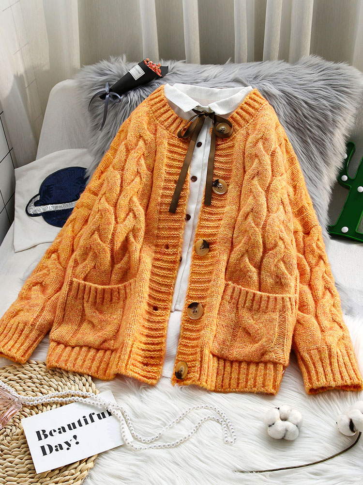 Twist Sweater Jacket Female Qiu Dong Thickened Shag Line