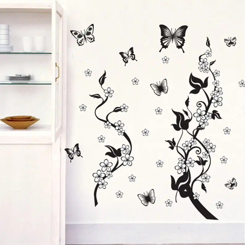 Fashion PVC Wall Sticker Butterfly Flower Third