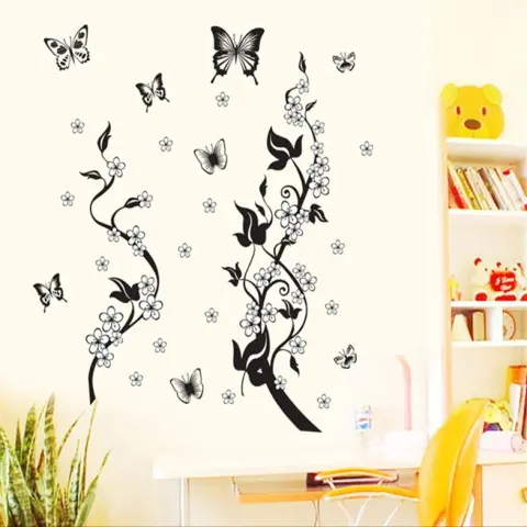 Fashion PVC Wall Sticker Butterfly Flower Third Generation