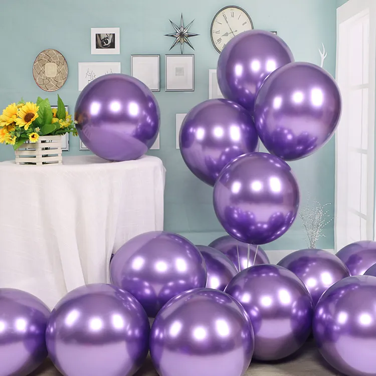 Metal Chrome Balloons Thick Latex Wedding Birthday Party Decoration Wedding Balloons Metal Balloons - Purple