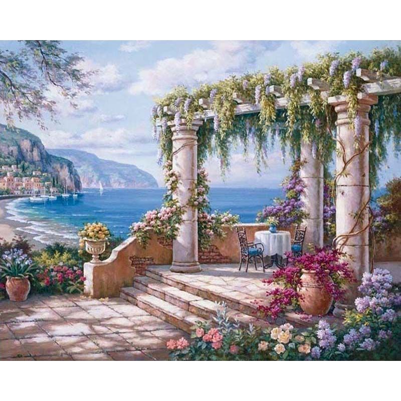 SDOYUNO Mountain House Digital Oil Painting, Picture Frame, Digital Oil Painting, Wall Art, Acrylic Paint, Canvas, Home Decoration, Unique Gift H - Shop at LoveMi