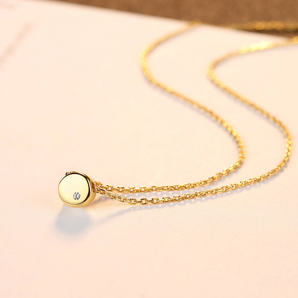 Single Zirconium Round Beans Stylish Simple Round Necklace Pendant