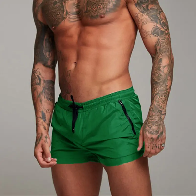 Micro-Elastic Solid Color Sports Summer Beach Casual Knitted Thin Gray Straight-Leg Shorts