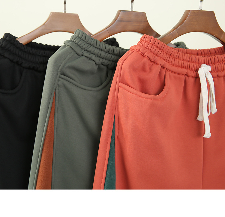 Women's Plus Velvet Thickening Loose Casual Collage Beam Foot Guard Pants