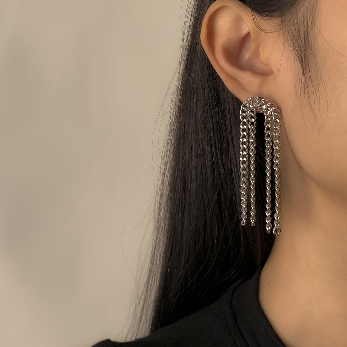Personality Chain Heavy Industry Tassel Ear Nail Female