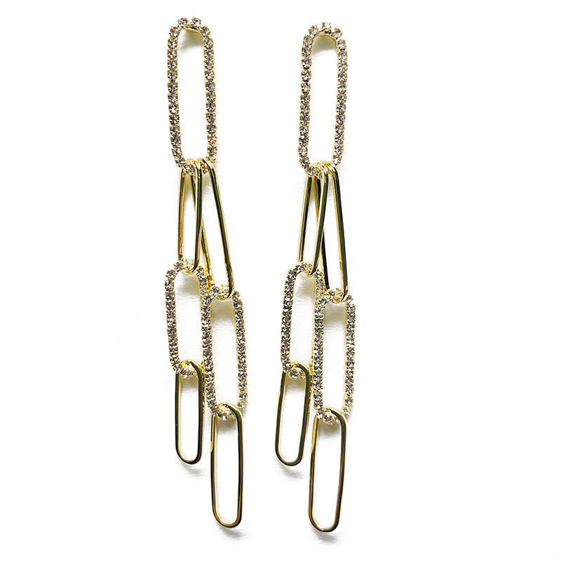 FYUAN Long Tassel Crystal Drop Earrings For Women Bijoux