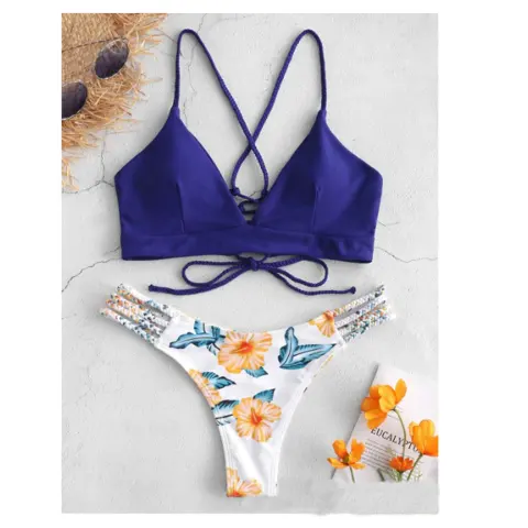 Braided Rope Bikini Swimsuit Printed