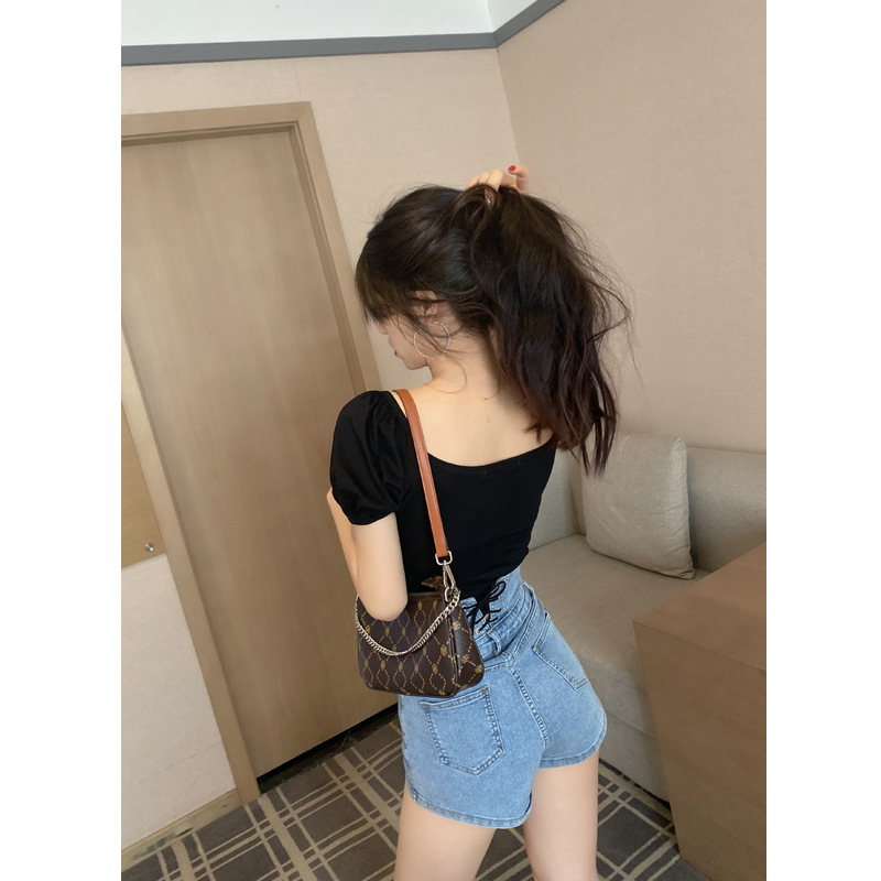 Women's Top Slim Slimming Square Neck Pullover Short Shirt