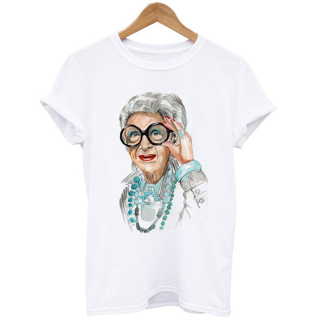 Title 2, Woman Head Print Short Sleeve Round Neck Short ...