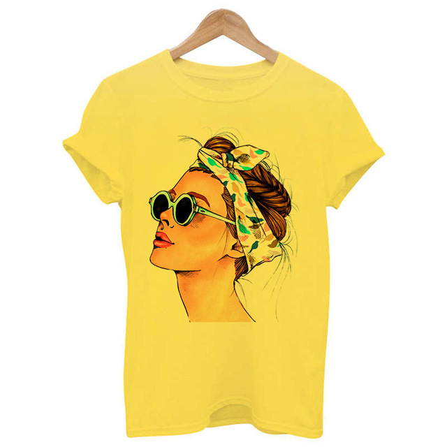 Title 6, Woman Head Print Short Sleeve Round Neck Short ...