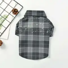 Autumn And Winter New Pet Clothing Plaid Shirt All-match Casual Cotton Plaid Shirt - Gray - View 1