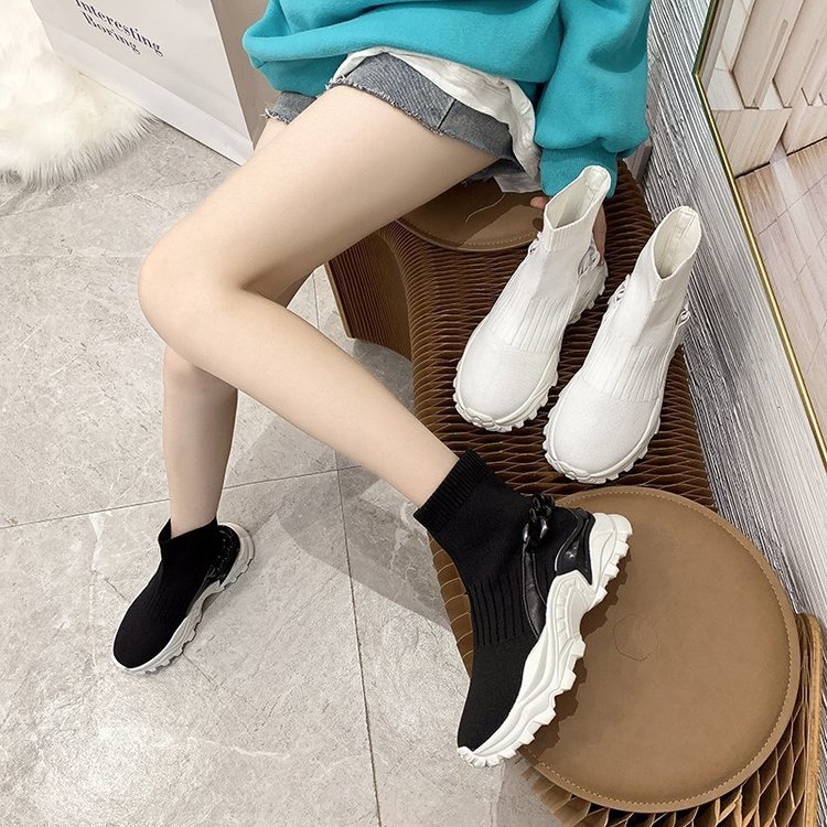 Socks Shoes Thick-soled Knitted Sports Casual Shoes Women's Boots