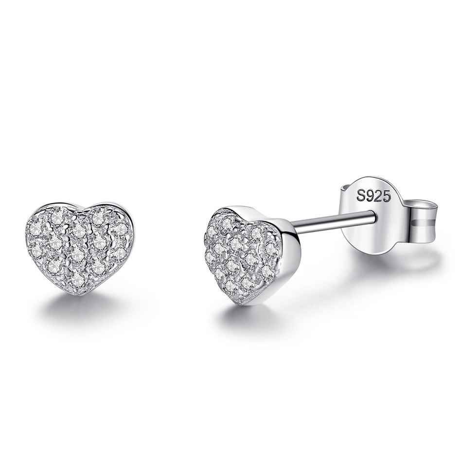 Sterling Silver Heart-Shaped Earrings S925 Sterling Silver Zircon — foto 5