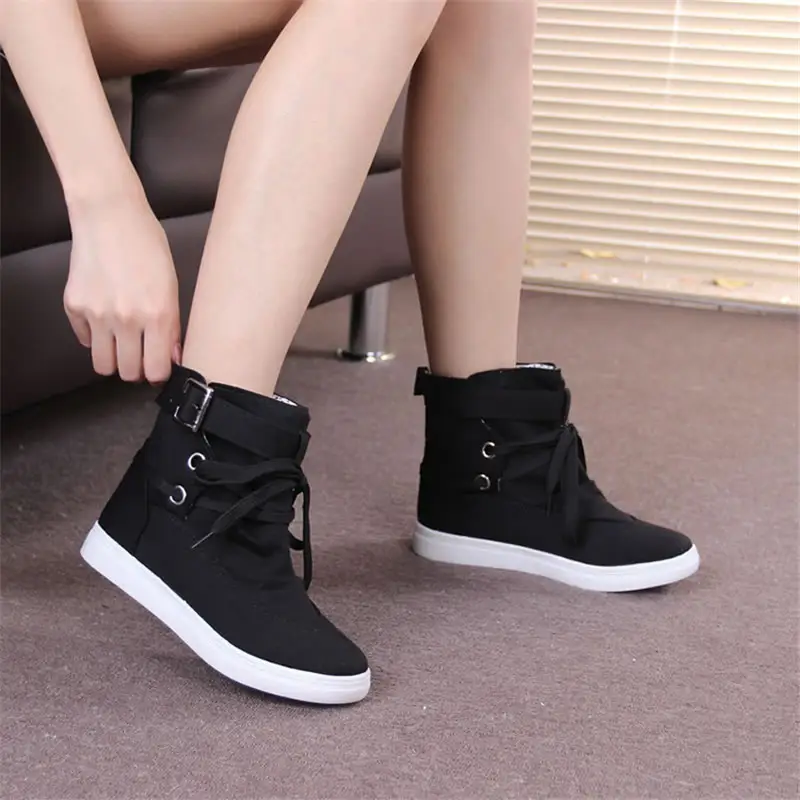 Canvas Shoes Flat Low-heeled Cavalier Martin Boots