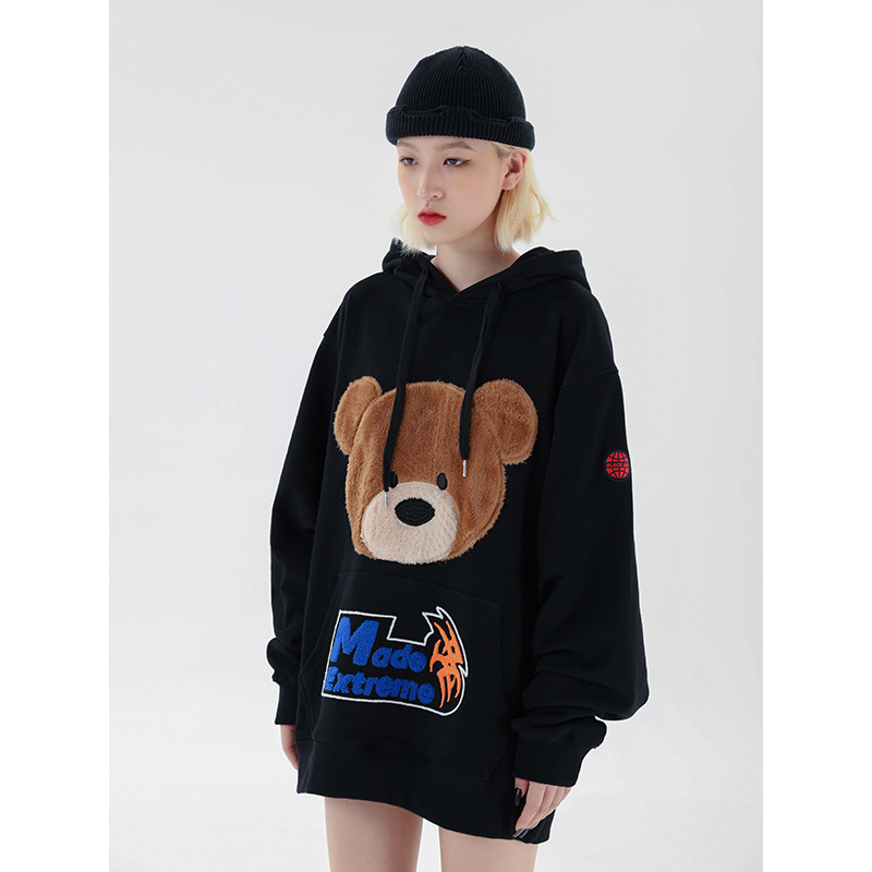 Title 3, Flocking Teddy Bear Sweatshirt Loose Hip Hop He...