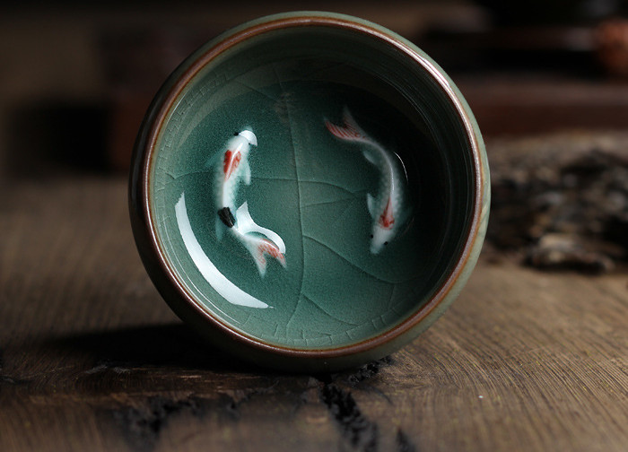 Color carp double fish cup