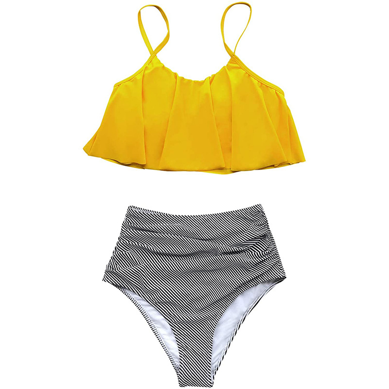 Classic Ladies Split Sexy Small Ruffled Belly Cover Bikini Set