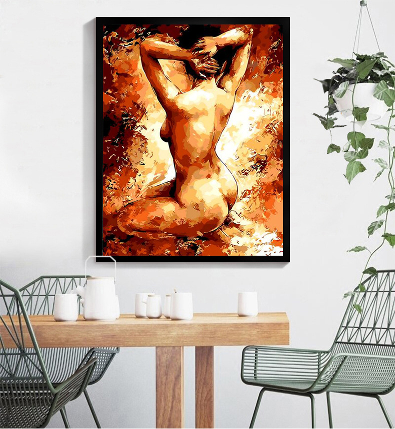 DIY Digital Oil Painting Beautiful Back Coloring Oil Painting Bedroom Decoration Painting
