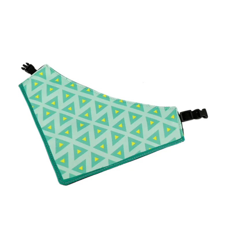 Three-layer Thickened Waterproof Saliva Towel Triangle Scarf For Dogs - Green Geometry