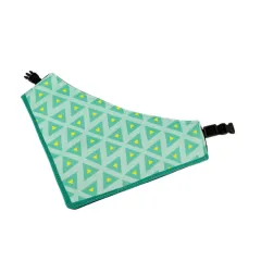 Three-layer Thickened Waterproof Saliva Towel Triangle Scarf For Dogs - Green Geometry - View 1