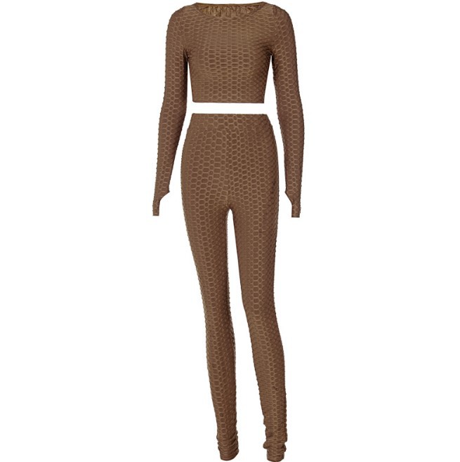 Round Neck Long-Sleeved T-Shirt  High-Waist Buttocks Pants Yoga Suit