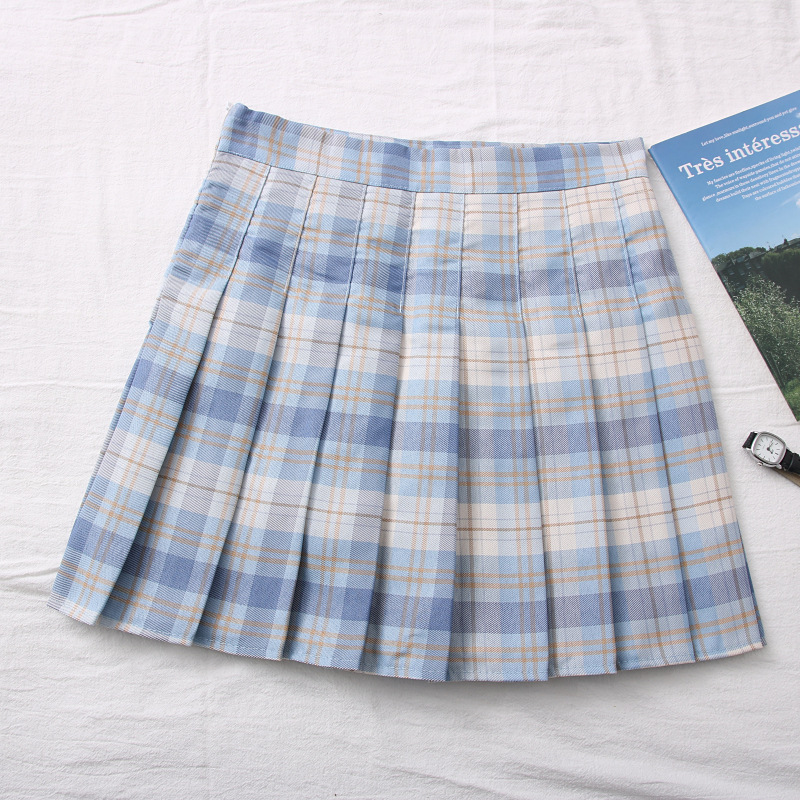Contrasting Color Plaid High Waist Slimming Skirt