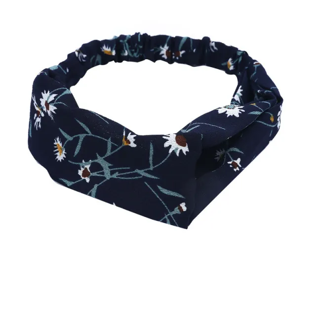 Elastic Cross Hairband Ladies Headband Hair Band Yoga Sports Headband Daisy Navy - Shop at LoveMi