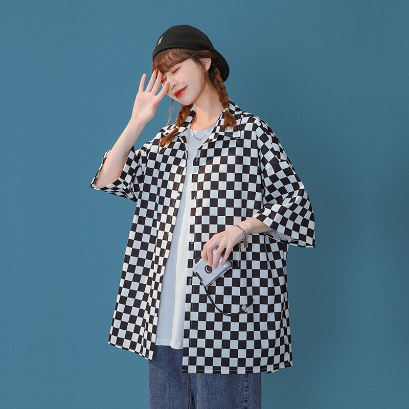 Plaid Shirt Female Summer Ins Tide Design Sense Niche Short-sleeved Jacket