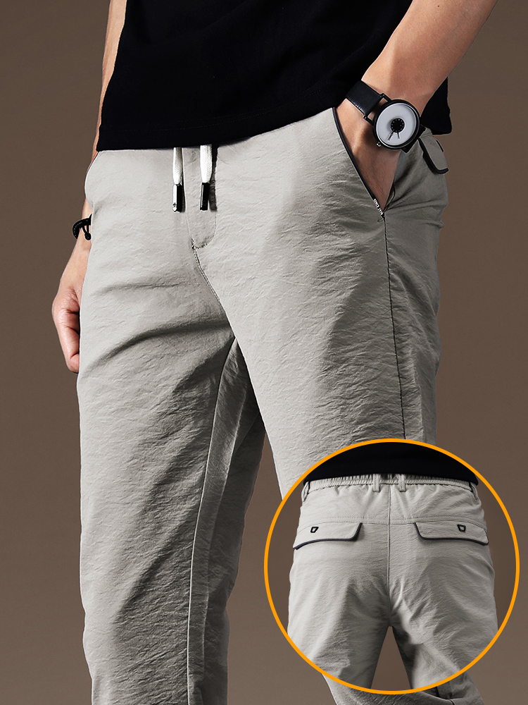 Thin Ice Silk Slim Straight Stretch Men's Trousers All-match Loose Trousers