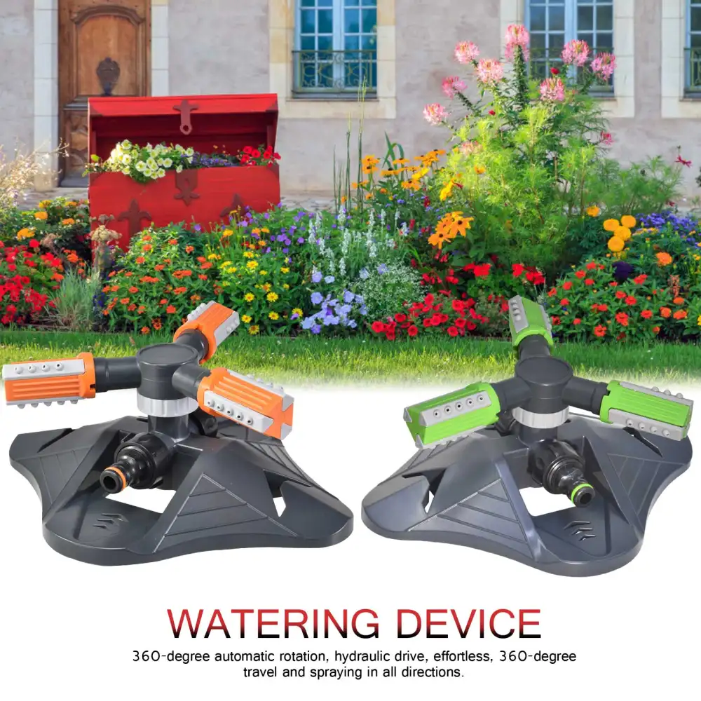 Adjustable 360 Degree 3-arm Rotating Sprinklers Grass Lawn Automatic