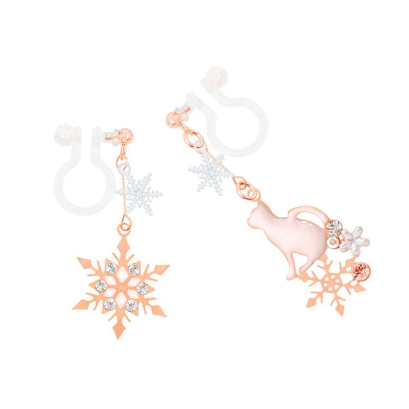 Cat Resin Ear Clip Temperament Simple Snowflake Earrings