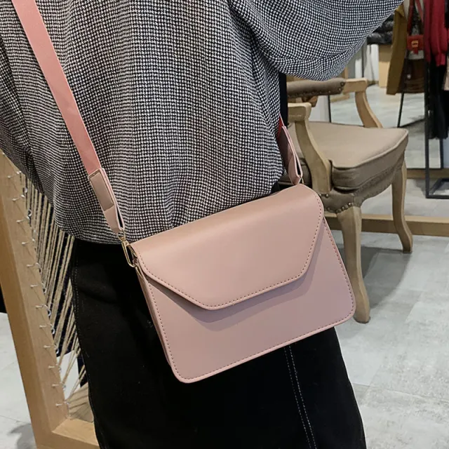 Small Square Bag Casual Solid Color One shoulder Messenger Bag Pink - Shop at LoveMi