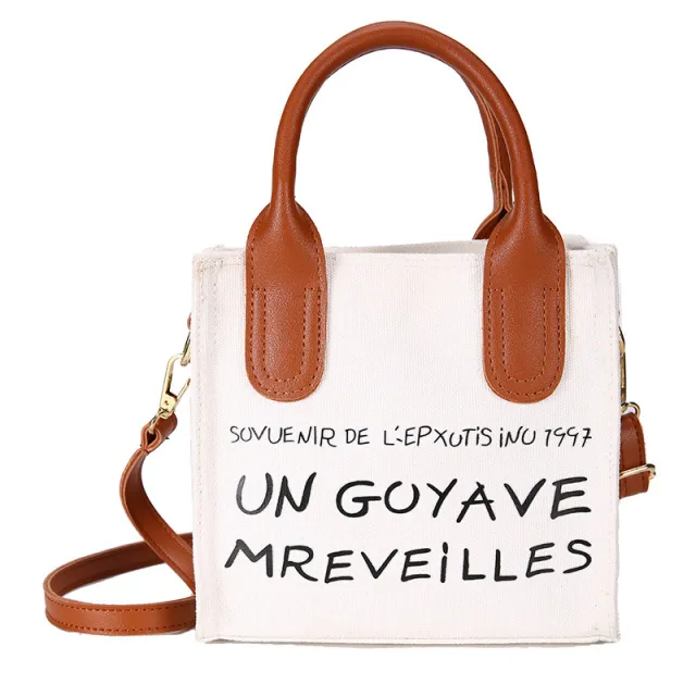 Alphabet Printing One Shoulder Small Square Bag Student Fashion Messenger Handbag White - Shop at LoveMi