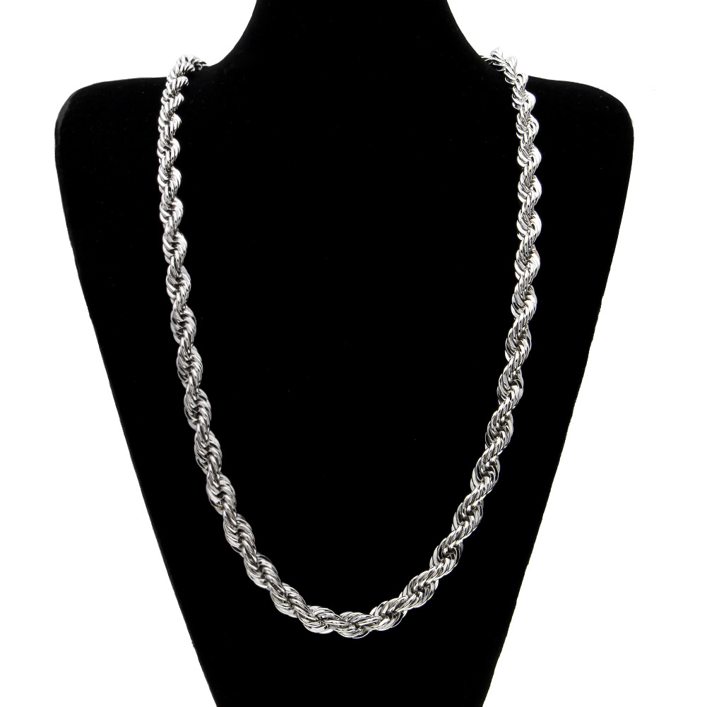 Hot Sale Men's Hip Hop Gold-plated Necklace 1cm Coarse Twist Necklace Gold-plated Twisted Rope Chain