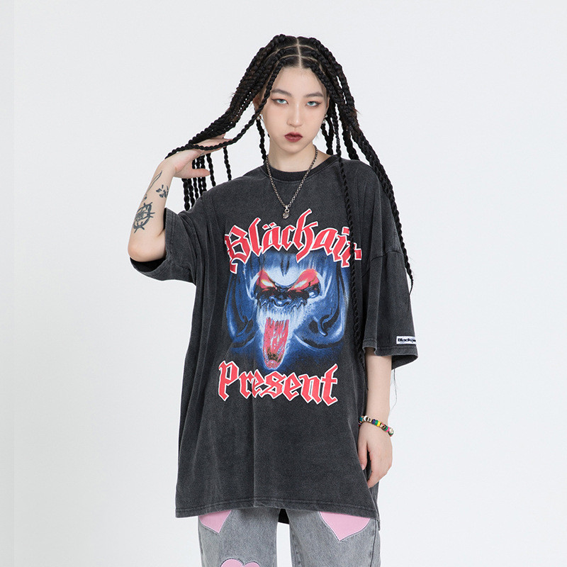 Devil Print Men's Loose Short-sleeved T-shirt