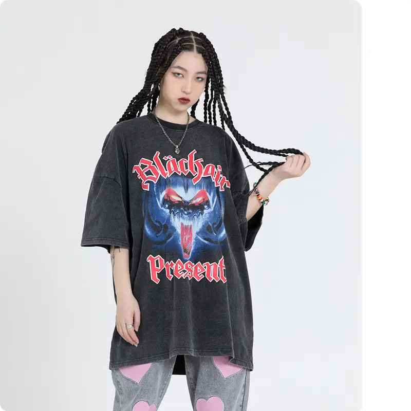 Devil Print Men's Loose Short-sleeved T-shirt