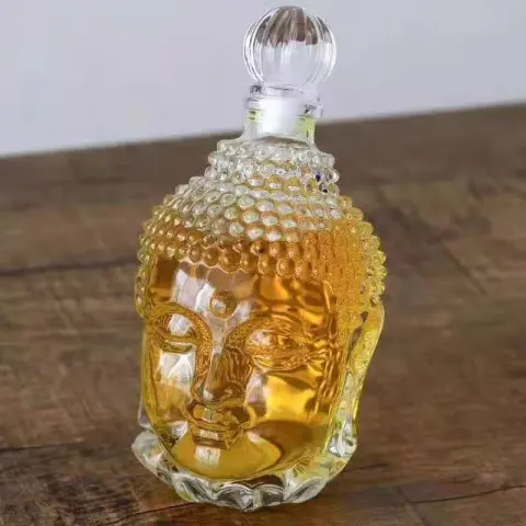 Buddha Head Wine Bottle Glass Bubble