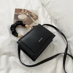 Simple Portable Small Square Messenger Bag - Black - View 1