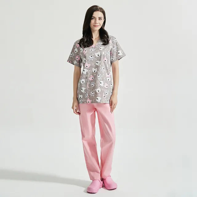 Cotton Cartoon Print Spa Uniform Beauty Salon Clothes Suit Polar Bear Xl - Shop at LoveMi