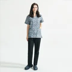 Cotton Cartoon Print Spa Uniform Beauty Salon Clothes Suit - Floral - View 1