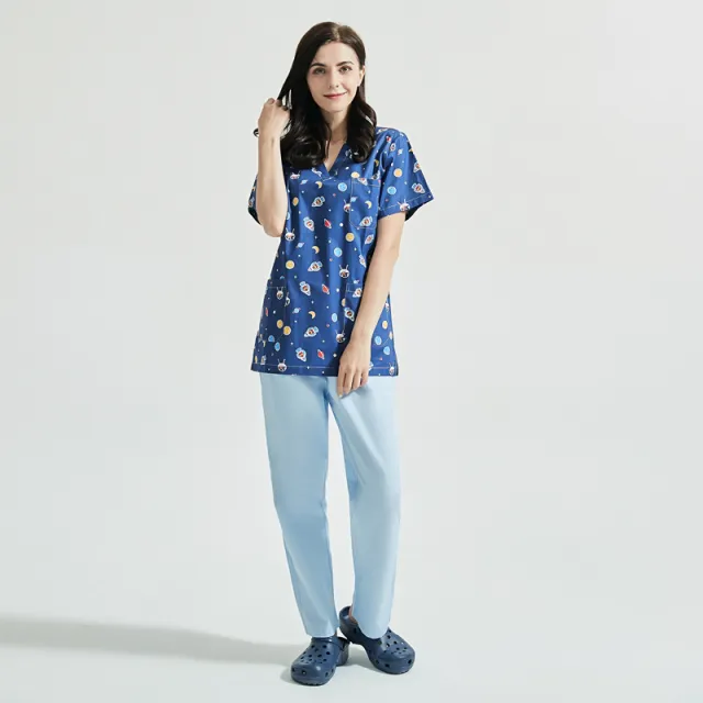 Cotton Cartoon Print Spa Uniform Beauty Salon Clothes Suit Space 2Xl - Shop at LoveMi