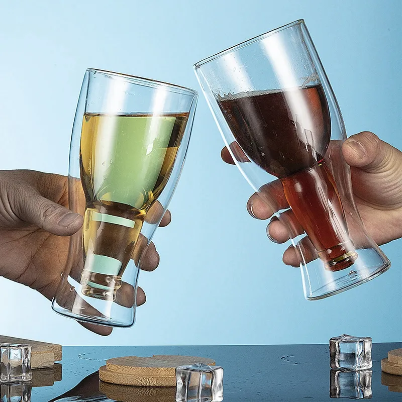 Creative Cocktail Wineglass Mug Double Wall Mugs Beer Wine Glasses Whiskey Champagne Glass – image 5