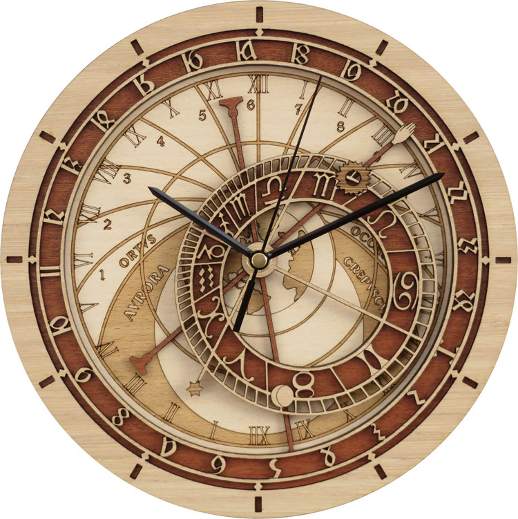 Round Wooden Wall Clock, Quartz Movement, picture 3 of 4